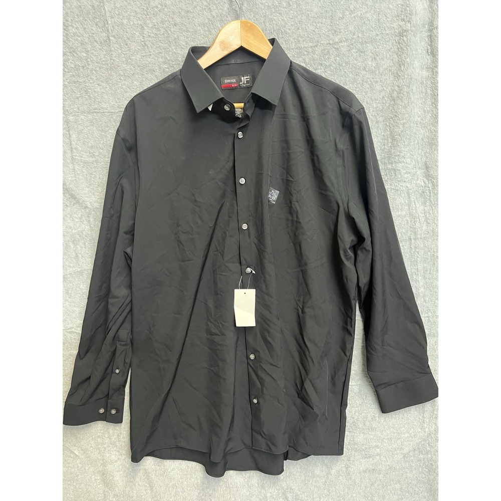 J. Ferrar Mens Slim Fit Stretch Dress Shirt Black XL 17-17.5 32-33 Long Sleeve